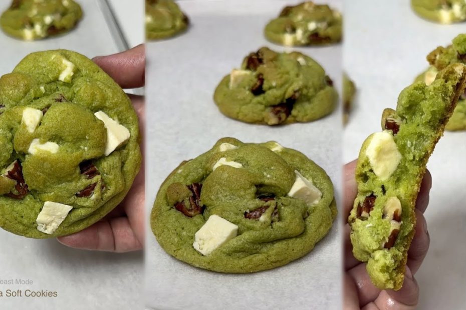 MATCHA SOFT COOKIES Recipe | Crisp outside soft inside matcha flavored with white chocolate cookie
