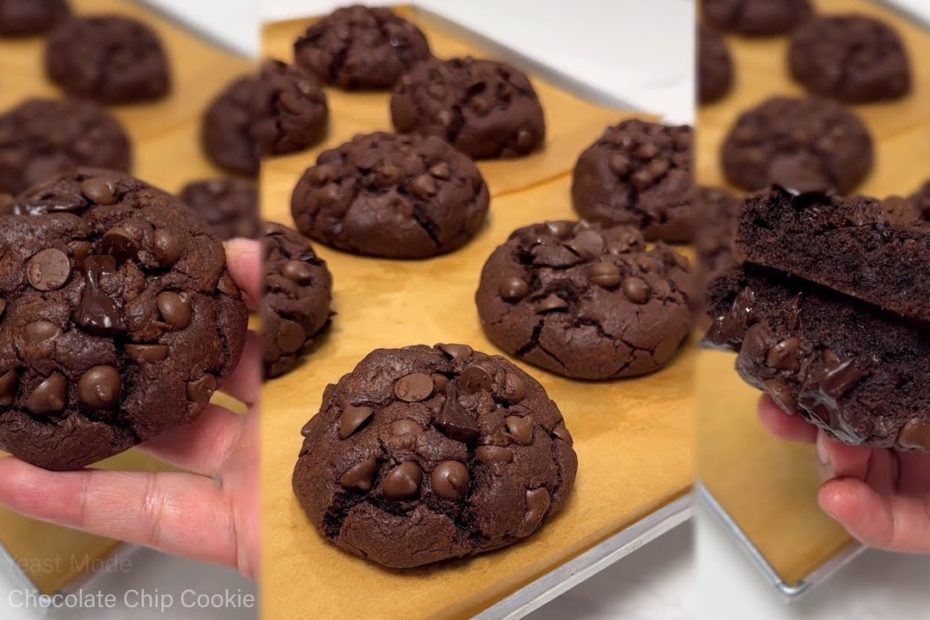 DOUBLE CHOCOLATE CHIP COOKIE | NYC style Thick and No-Chill Cookie recipe