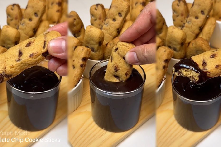 CHOCOLATE CHIP COOKIE STICKS Recipe | No Chill, No Mixer Cookie Recipe with Chocolate Dipping Sauce