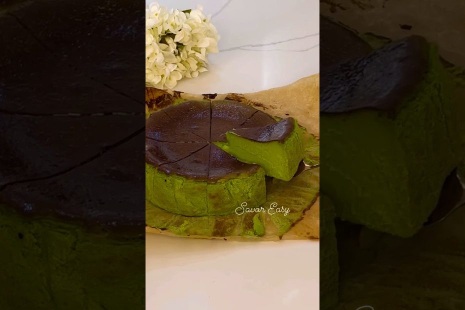 Beautiful Matcha Basque Cheesecake💚💚💚