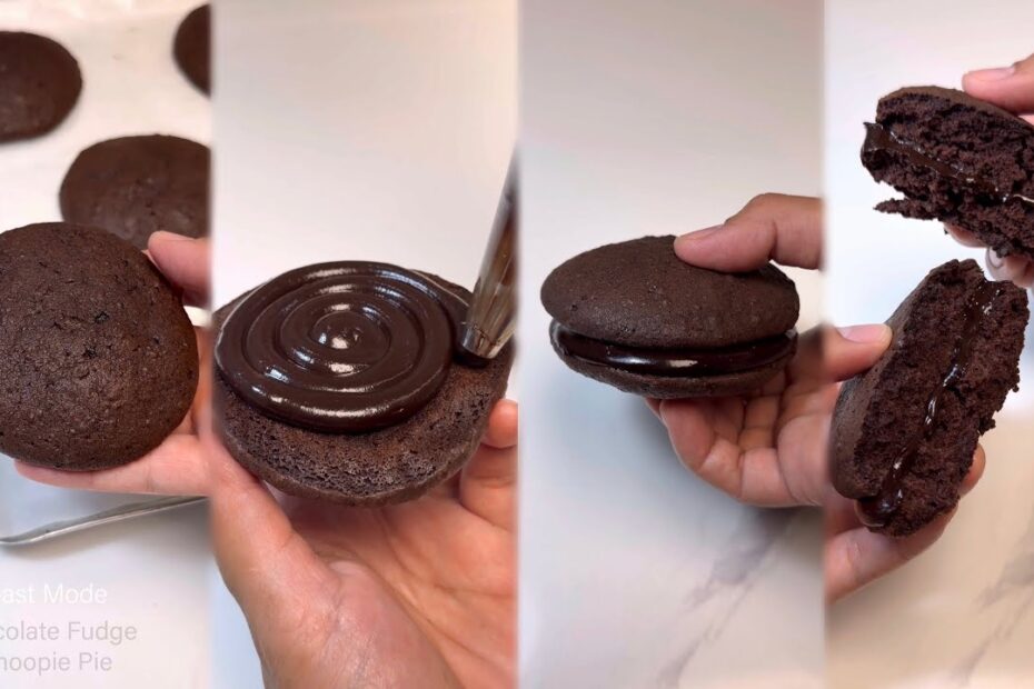CHOCOLATE FUDGE WHOOPIE PIE | Fudge filled Cakey Cookie  Recipe